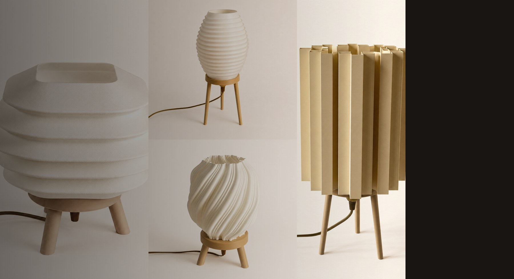 Collection of decorative 3D-printed lamps